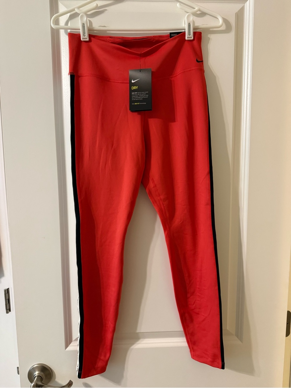 Nike Red Leggings with Black Side Stripe